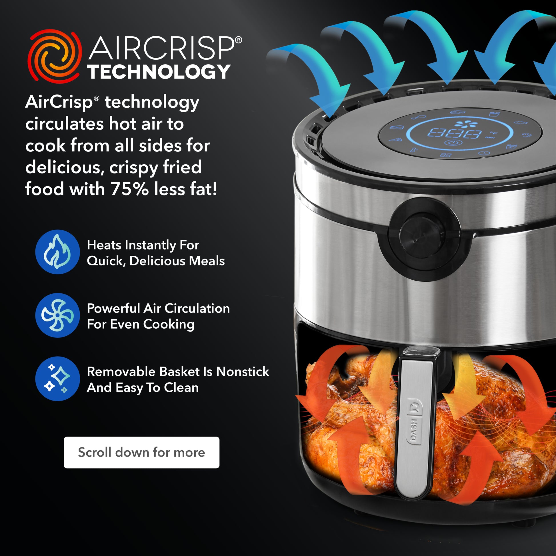 Dash AirCrisp Pro Digital Air Fryer 6-Qt 