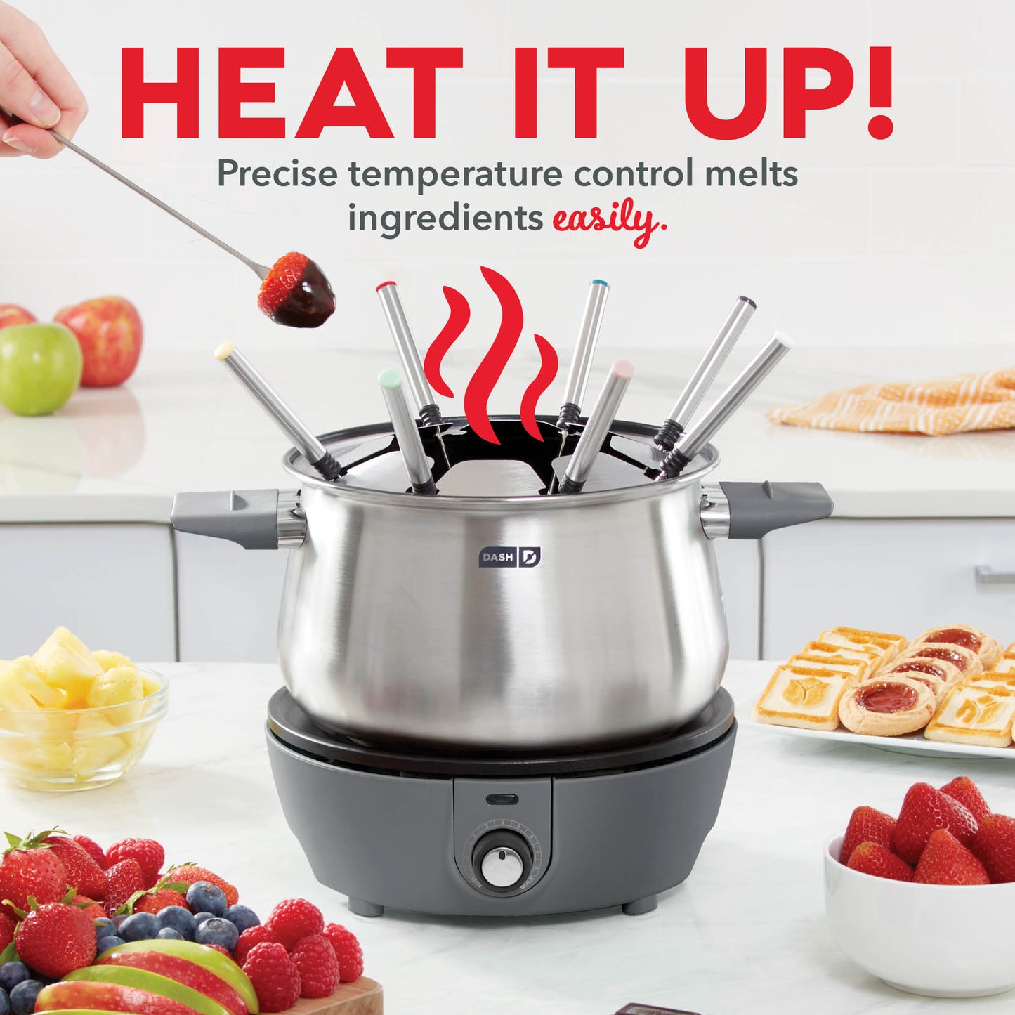 [Brand New] Dash Deluxe Stainless Steel Fondue Maker with Temperature  Control
