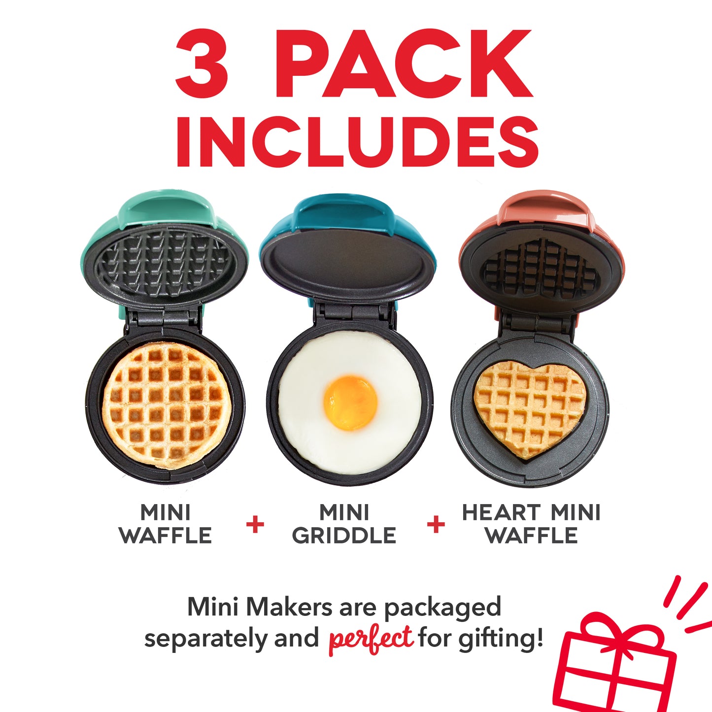 Dash DGMS03GBCL Mini Maker + Grill Griddle + Waffle Iron, 3 pack