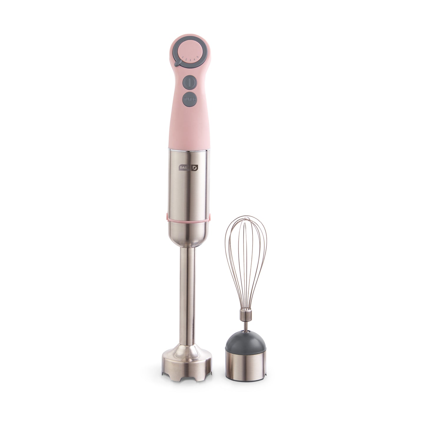 Dash Chef Series Immersion Hand 5 Speed Stick Blender with Stainless Steel Blades, Whisk Attachment and Recipe Guide, Pink