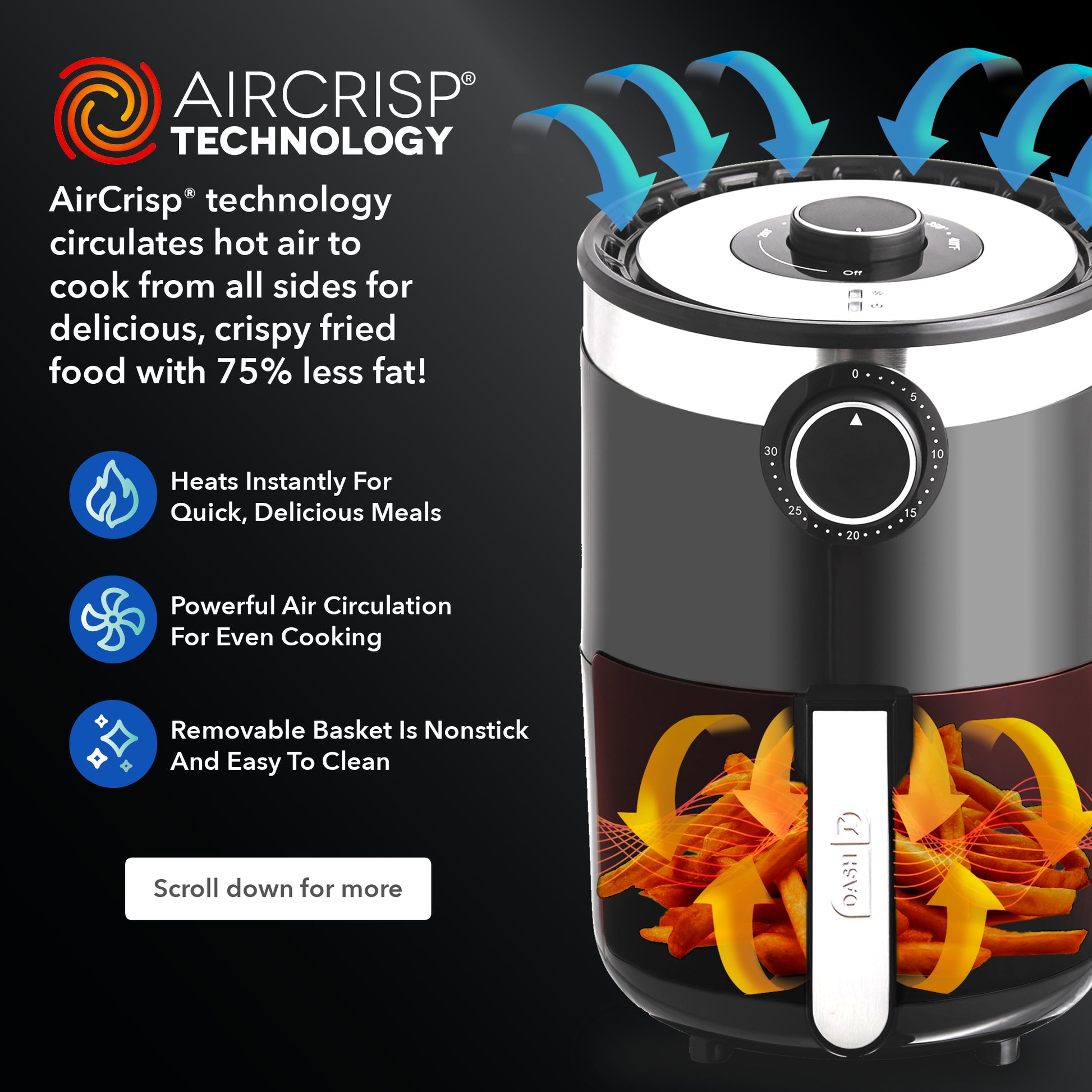 Aircrisp® Pro Compact Air Fryer 2Qt. Air Fryer Dash   