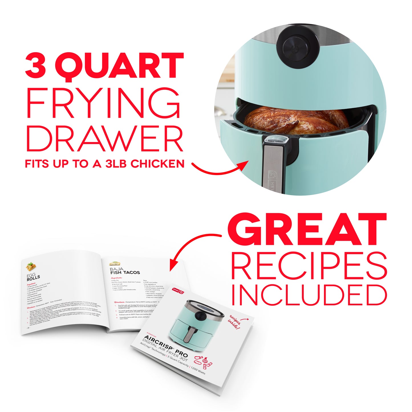 Aircrisp® Pro Digital Air Fryer 3Qt. Air Fryer Dash   