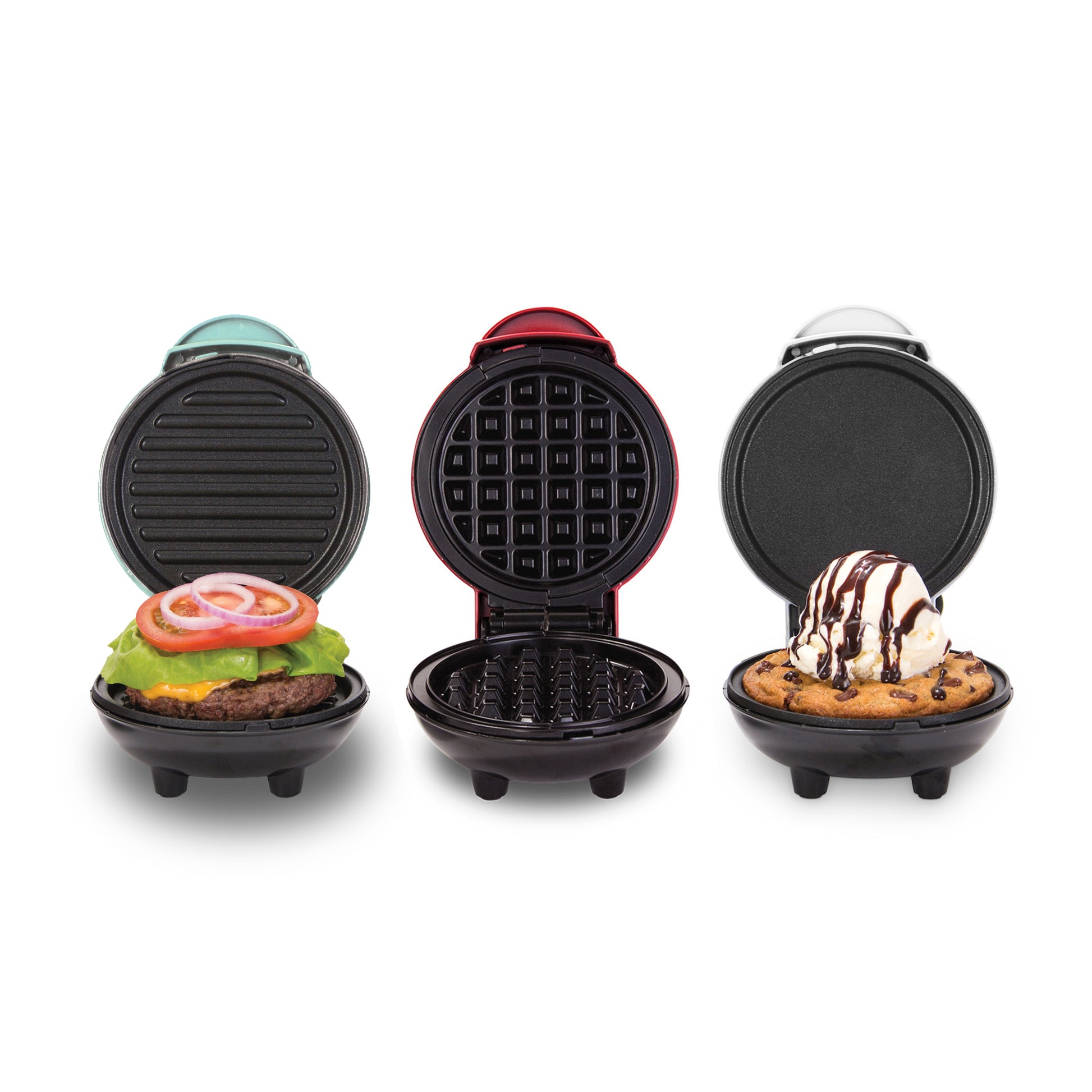 Dash Mini Waffle Maker, Griddle and Heart Waffle Maker - 3-Piece Set