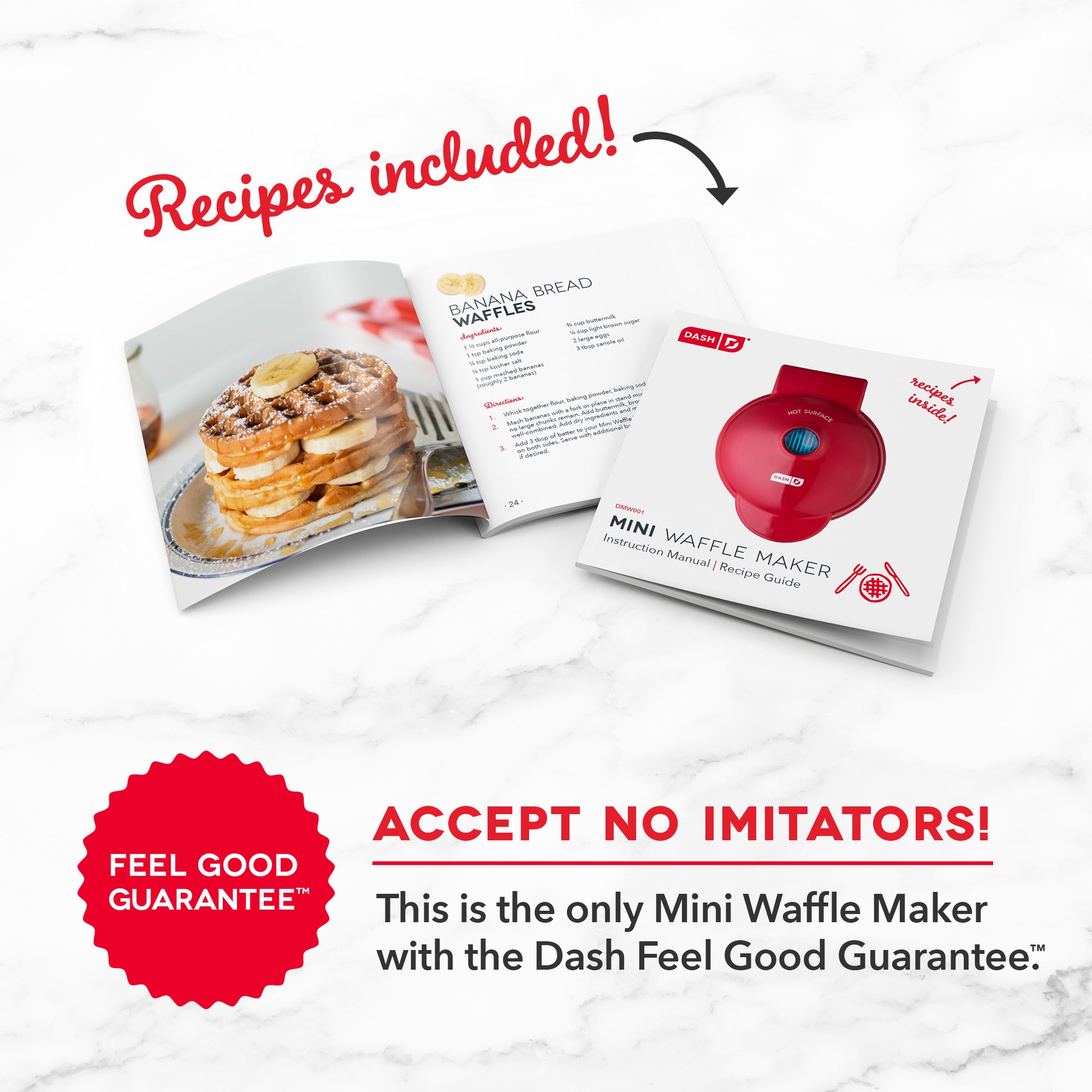 Dash Mini Waffle Maker - 350 W - Red