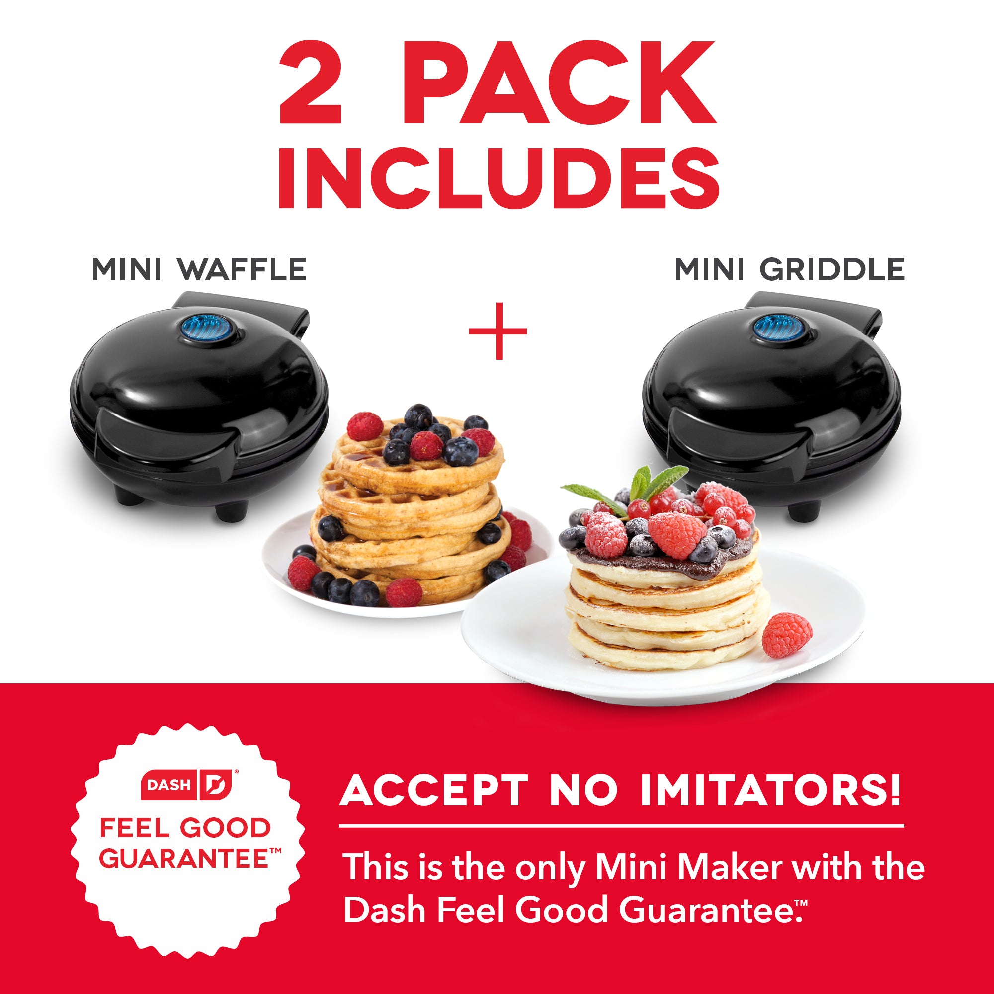 Mini Maker Waffle and Griddle 2 Pack Dash