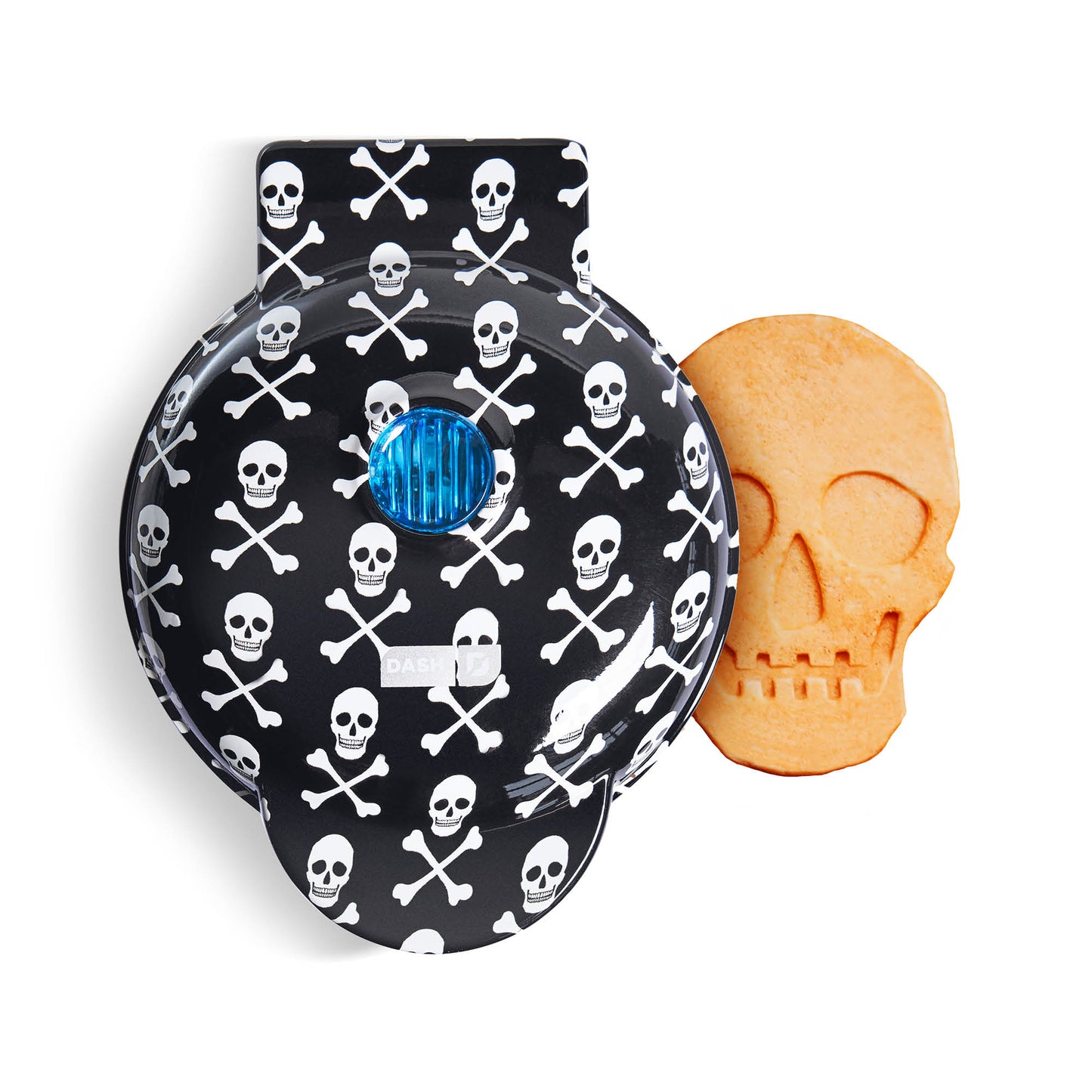 Skull Mini Waffle Maker with Skull Print mini makers Dash METALLIC SHIMMER BLACK  