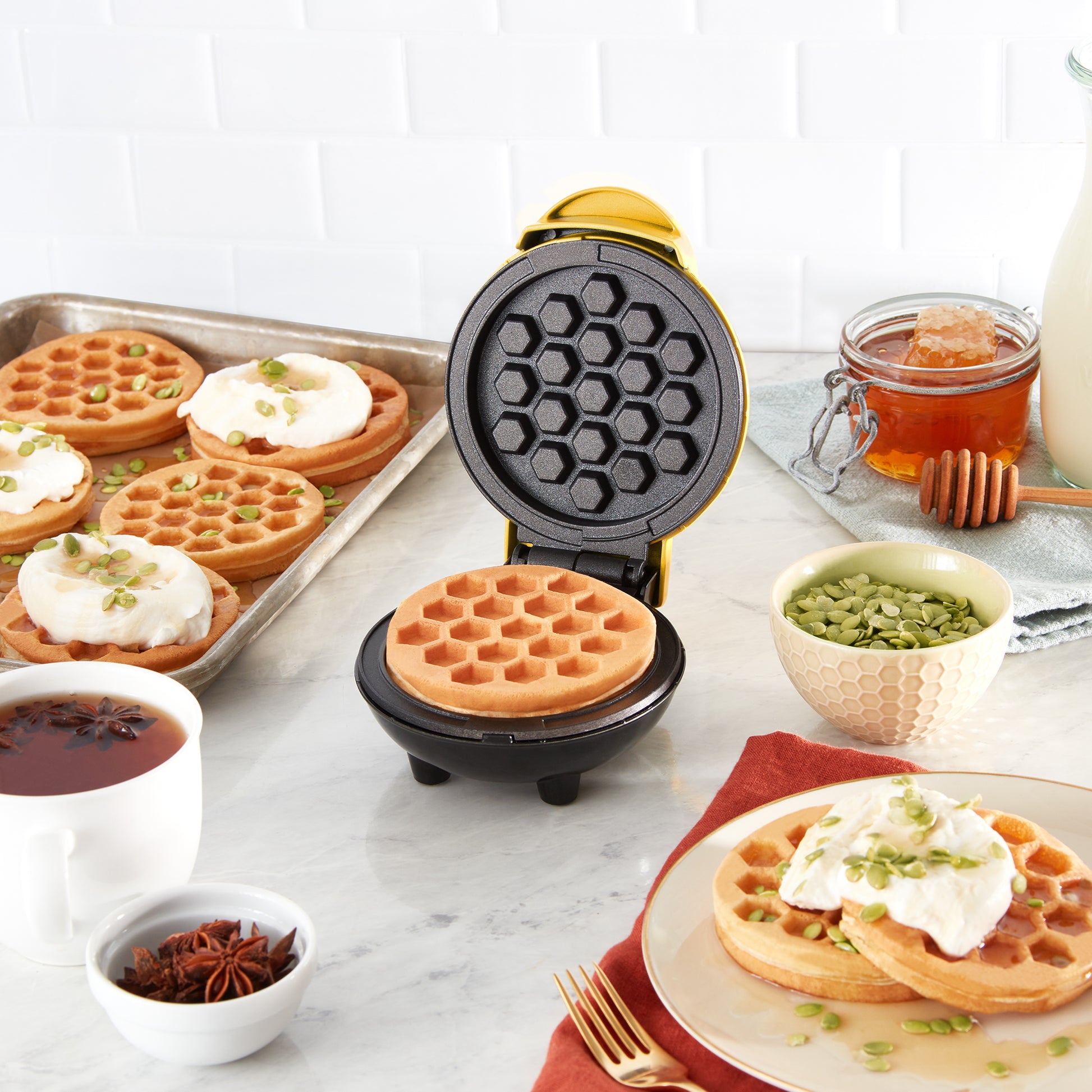  DASH Mini Maker Waffle Maker + Griddle, 2-Pack Griddle