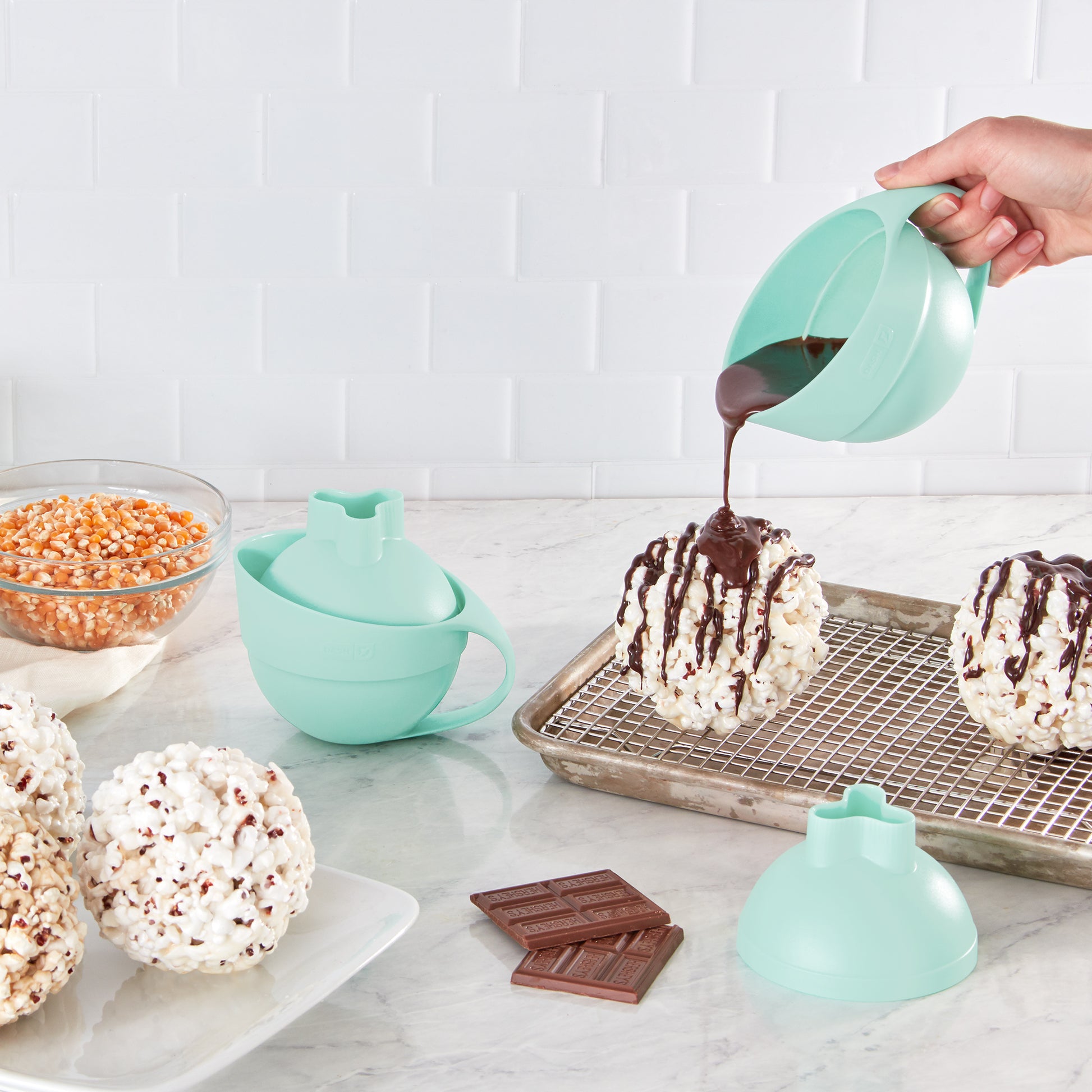 Dash, Kitchen, Dash Popcorn Ball Maker Aqua Set Of 2 Easy Grip Handle  Brand New In Box