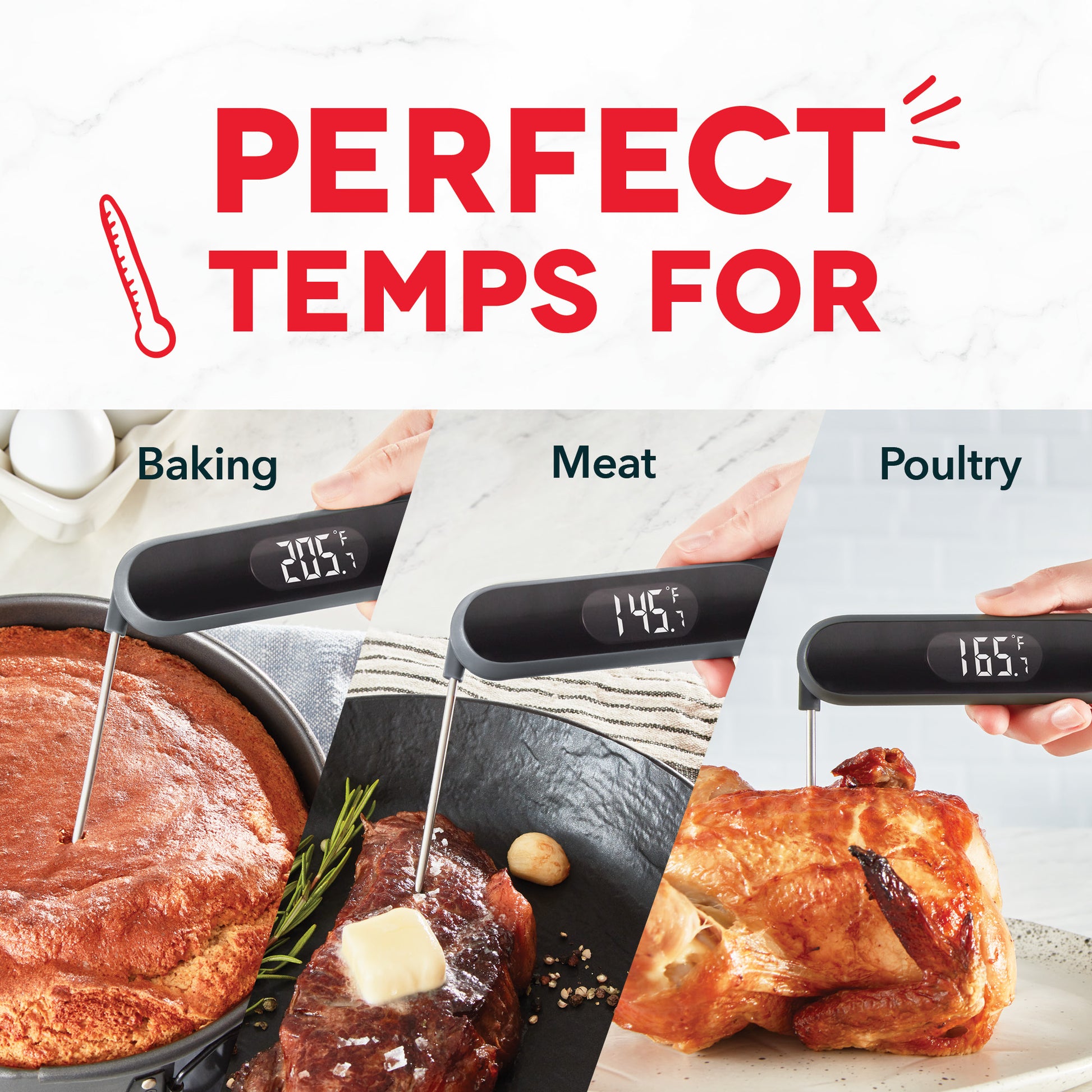 Instant Read Meat Thermometer for Cooking, Fast & Precise Digital
