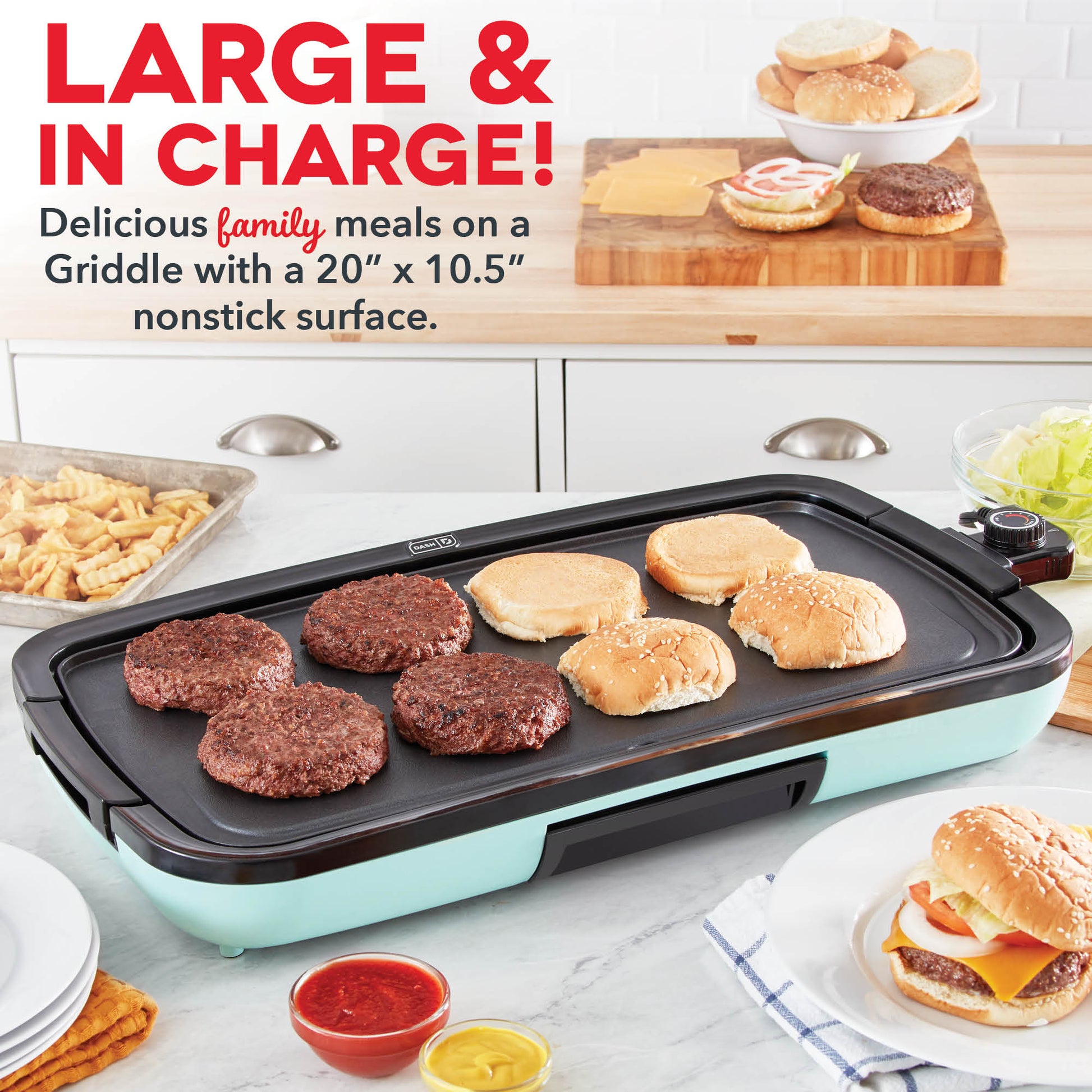 DASH Everyday Nonstick Electric Griddle for Pancakes, Burgers, Quesadillas,  Eggs & other on the go Breakfast, Lunch & Snacks with Drip Tray + Included