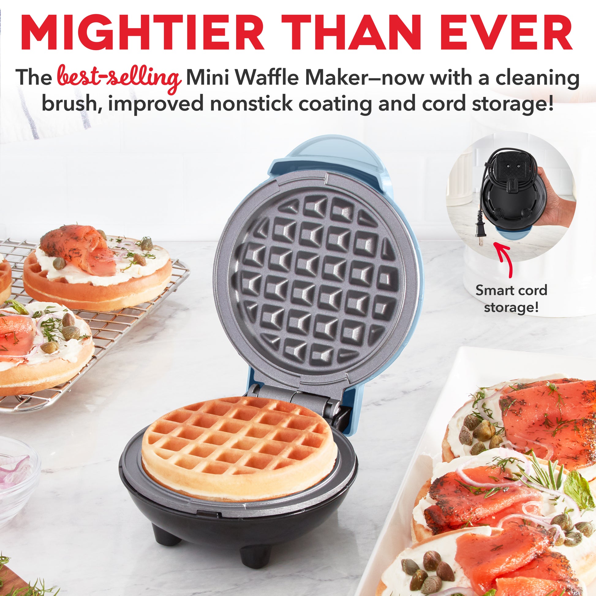Dash 4 In. Aqua Mini Waffle Maker