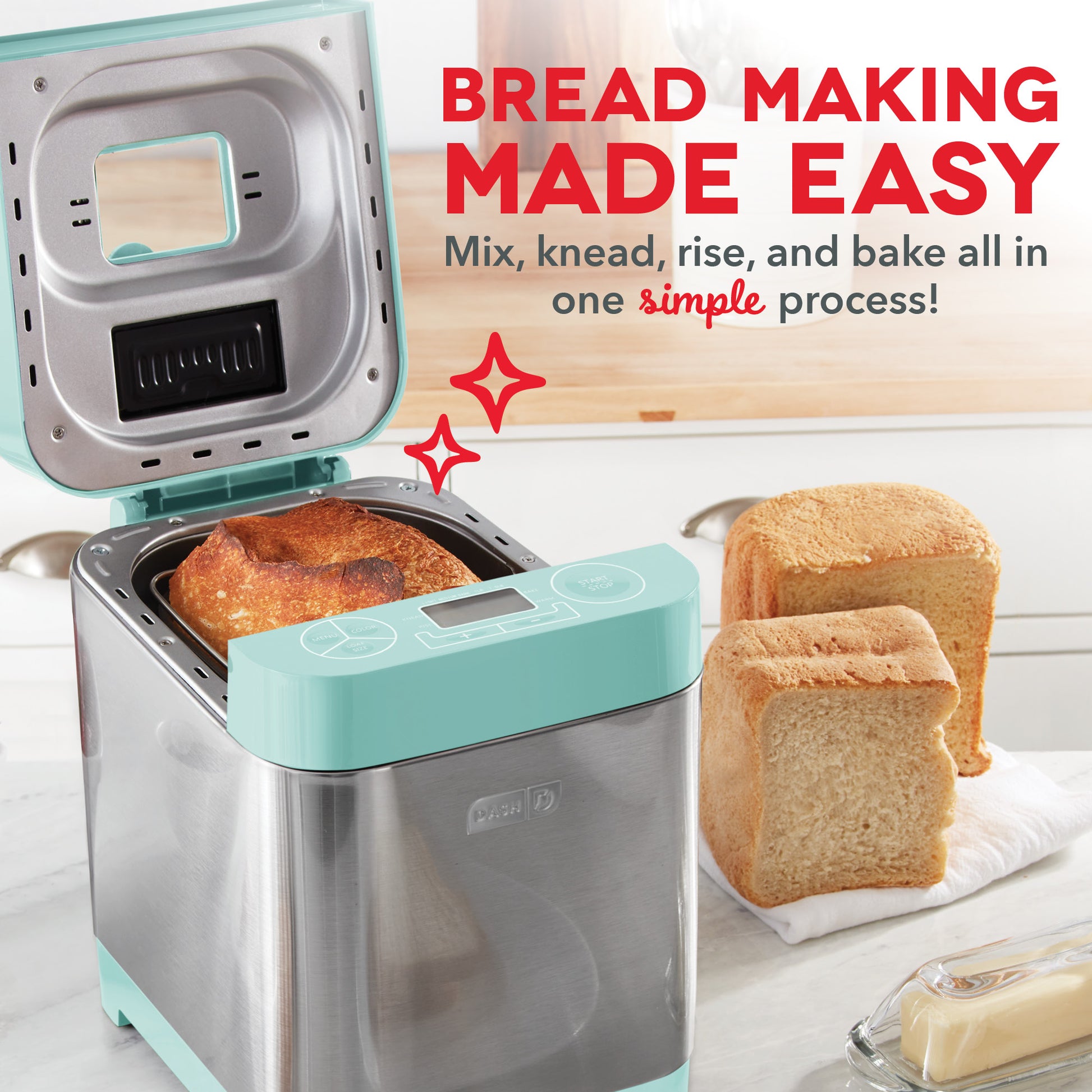 Dash 1.5-lb Everyday Bread Maker ,Aqua