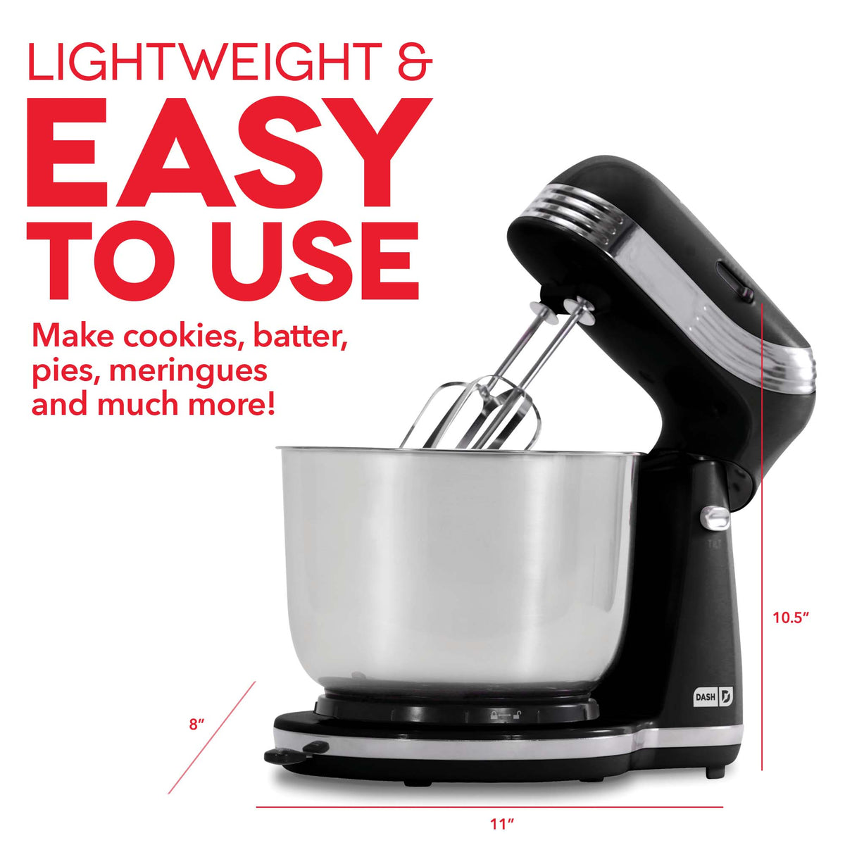 Stand Mixer | Easy to Clean Beaters & Bowls | Dash