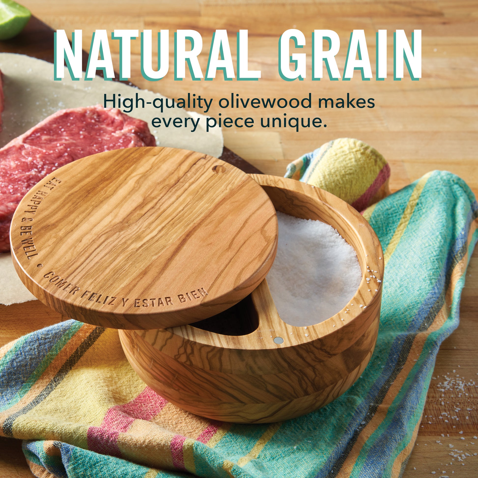 Divided Olivewood Salt Cellar Tools and Gadgets The Fit Cook x Dash   