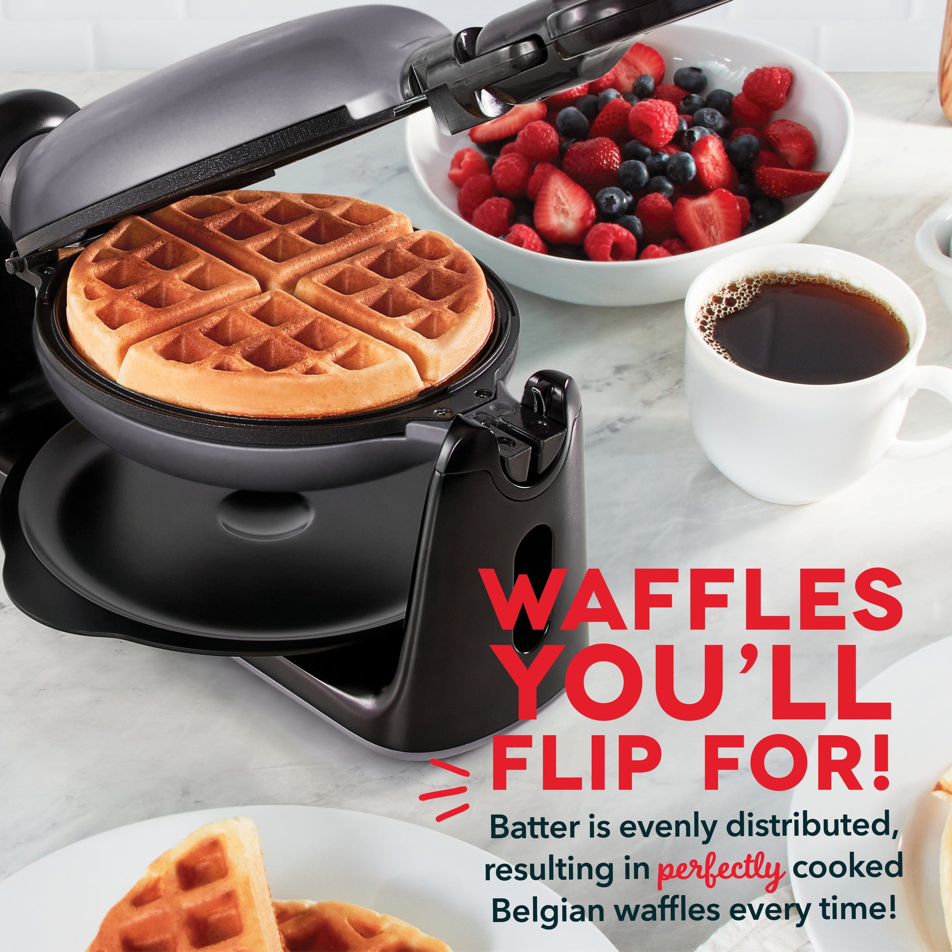 DASH Flip Belgian Waffle Maker With Non-Stick Coating for Individual 1  Thick Waffles – Aqua