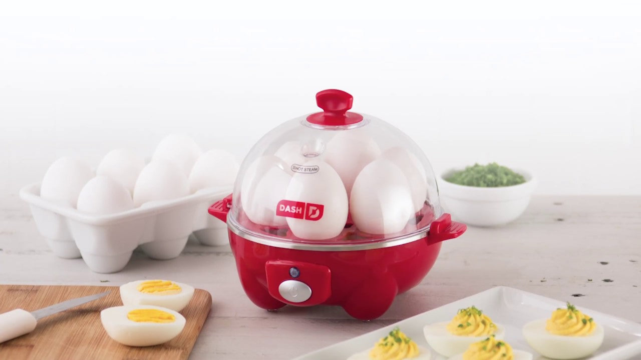 Eggs are hard boiled, poached, and made into omelettes in the egg cooker.