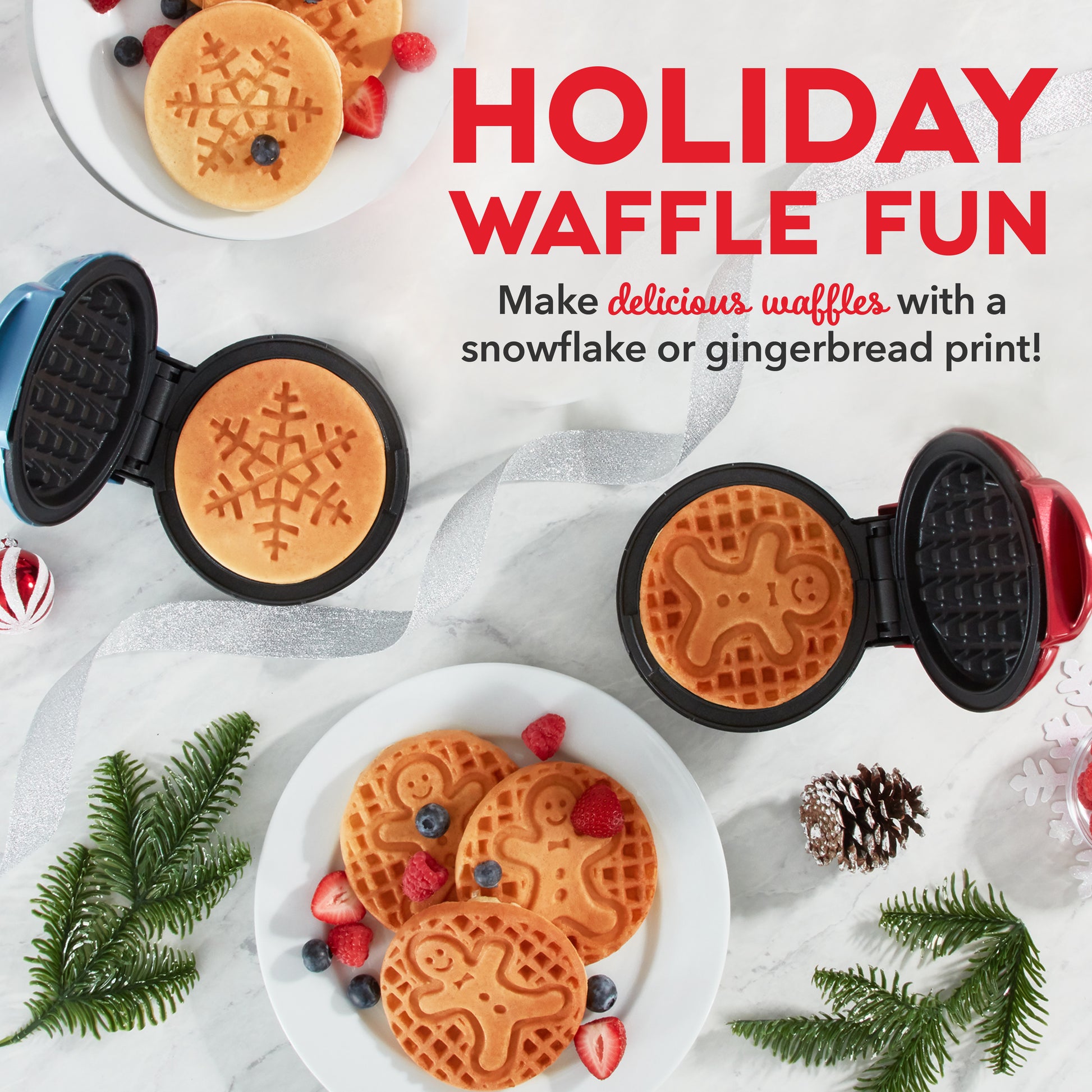 Holiday Mini Waffle Maker 2-Pack mini makers Support   