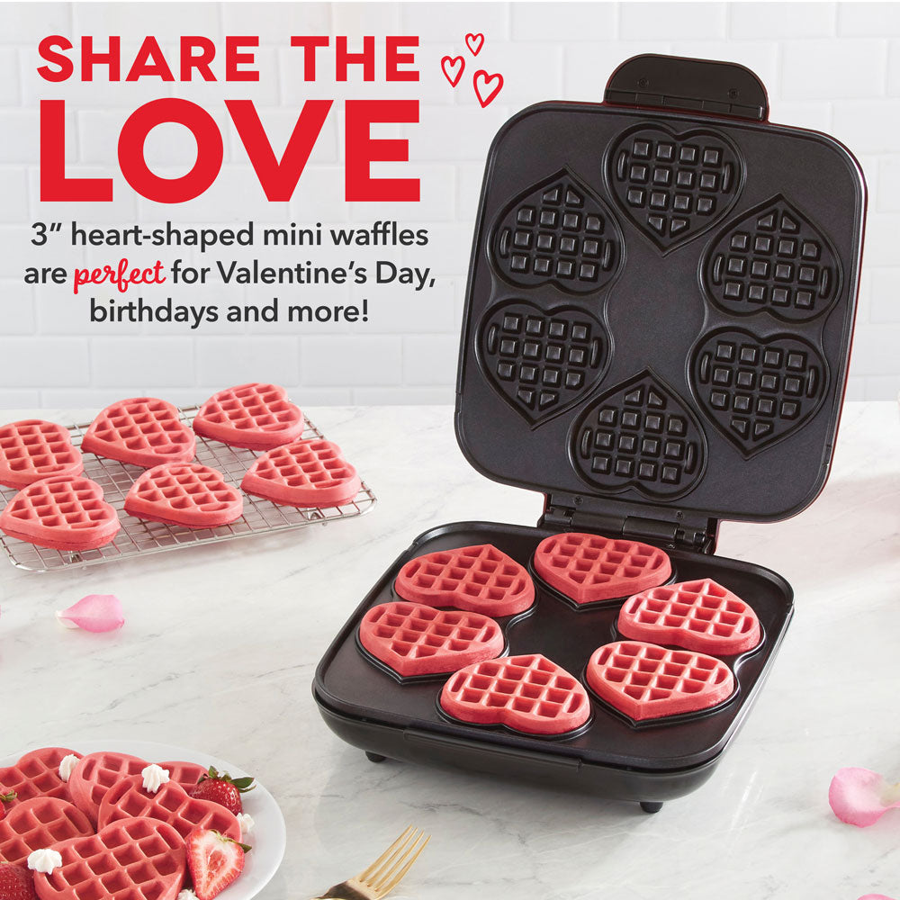 Dash Multi Mini Heart Waffle Maker, Red