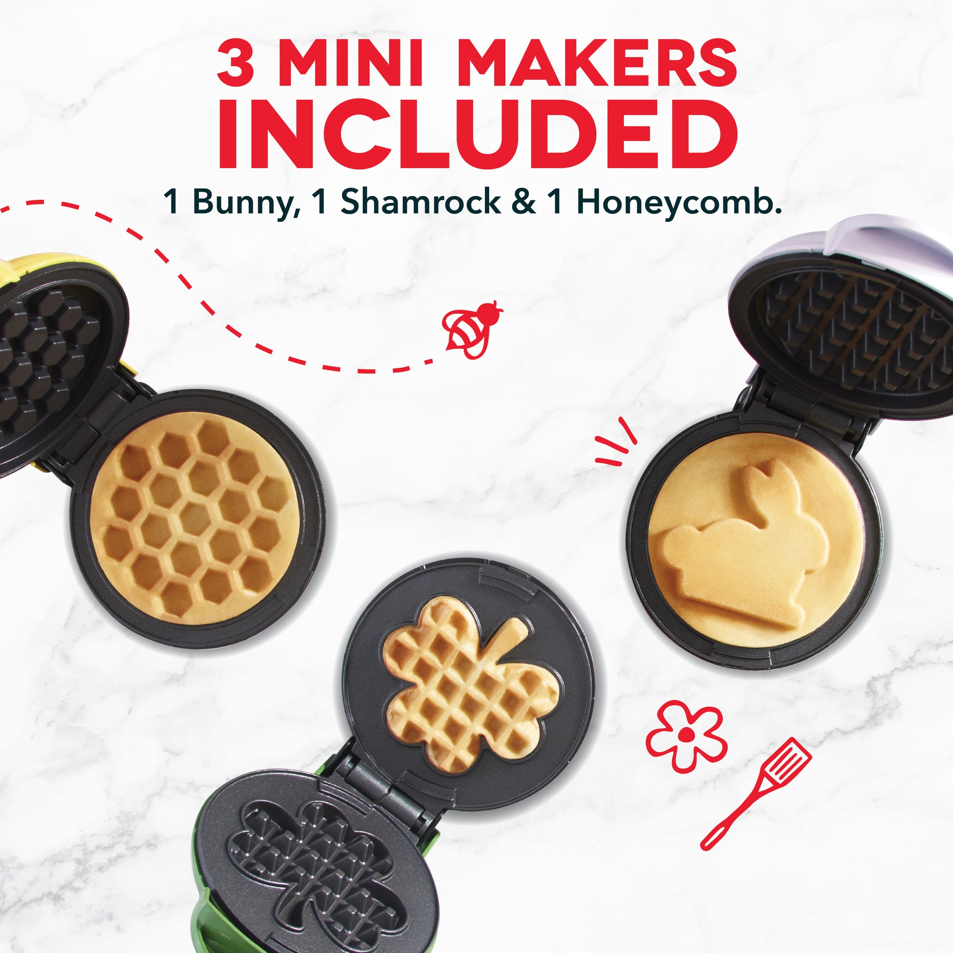 DASH Mini Maker 3-Pack Gift Set, Mini Waffle Maker + Mini Heart-Shaped  Waffle Maker + Mini Maker Griddle