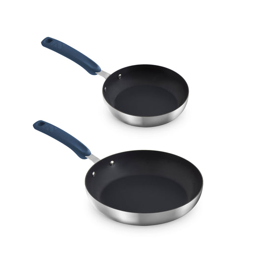 TruPro Stainless Steel Fry Pan Set - 8" 10" cookware Zakarian by Dash Zakarian Blue  