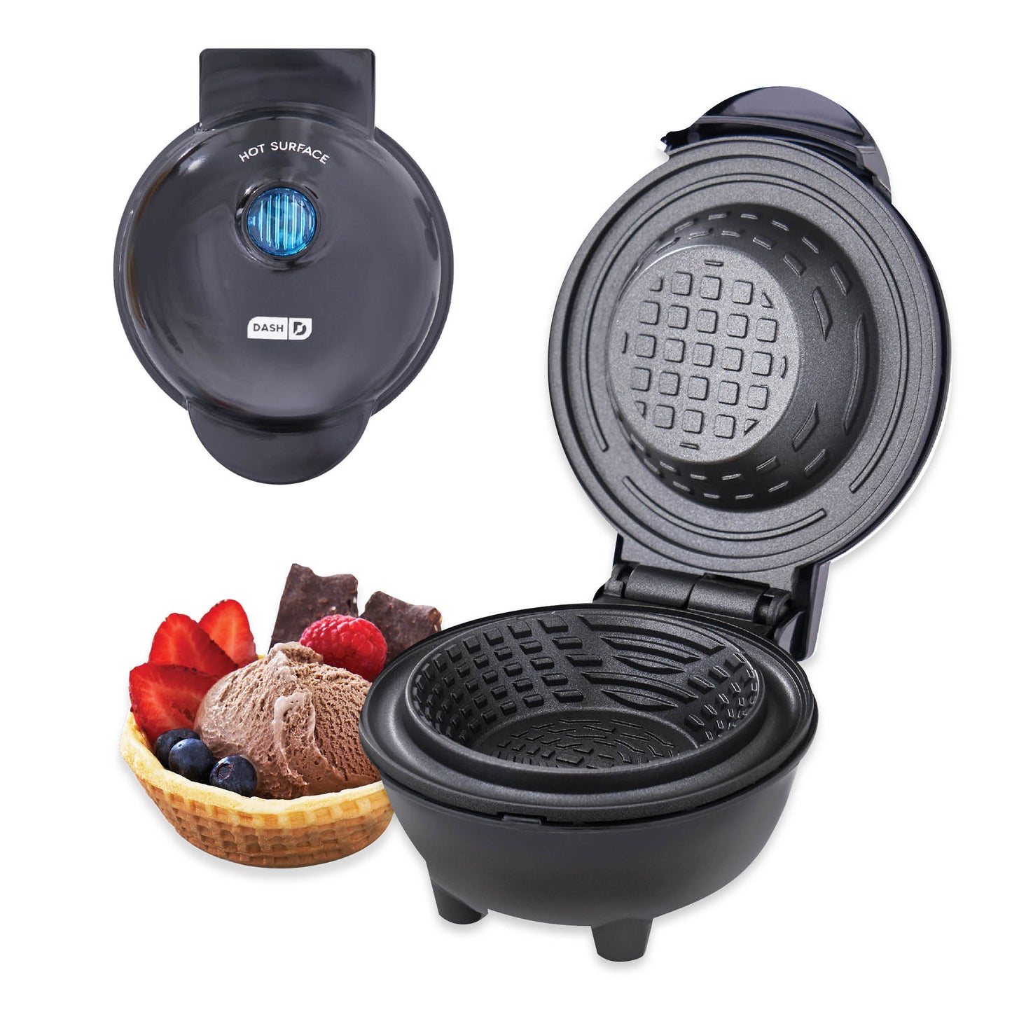 Mini Waffle Bowl Maker mini makers Dash Black  