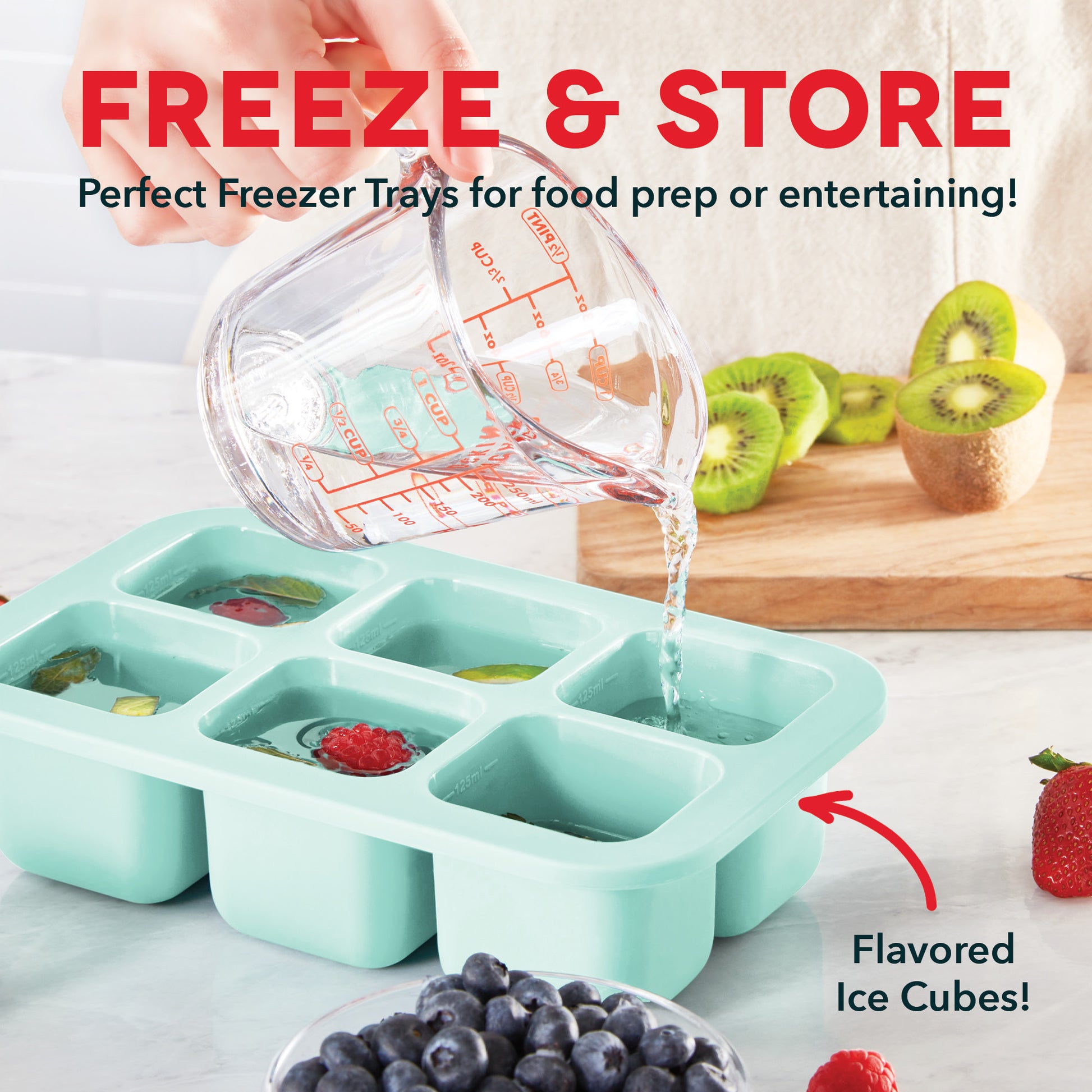 Ready Stock ] Silicone Freezer Tray Soup 4 Cubes Food Freezing