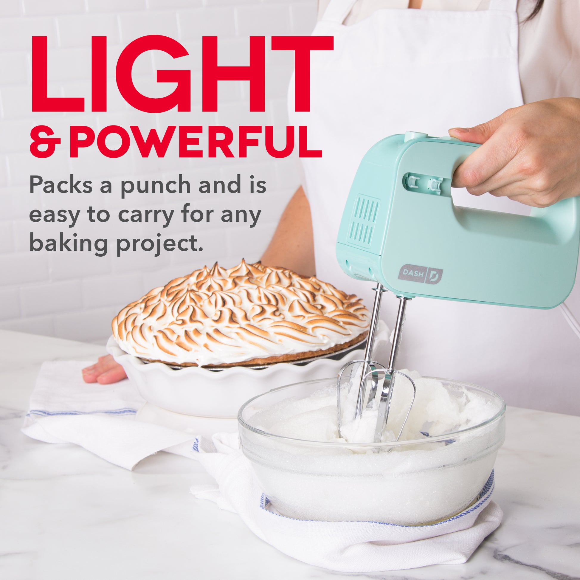 Dash SmartStore™ Compact Hand Mixer Electric for Whipping + Mixing Cookies,  Brownies, Cakes, Dough, Batters, Meringues & More, 3 Speed, 150-Watt 