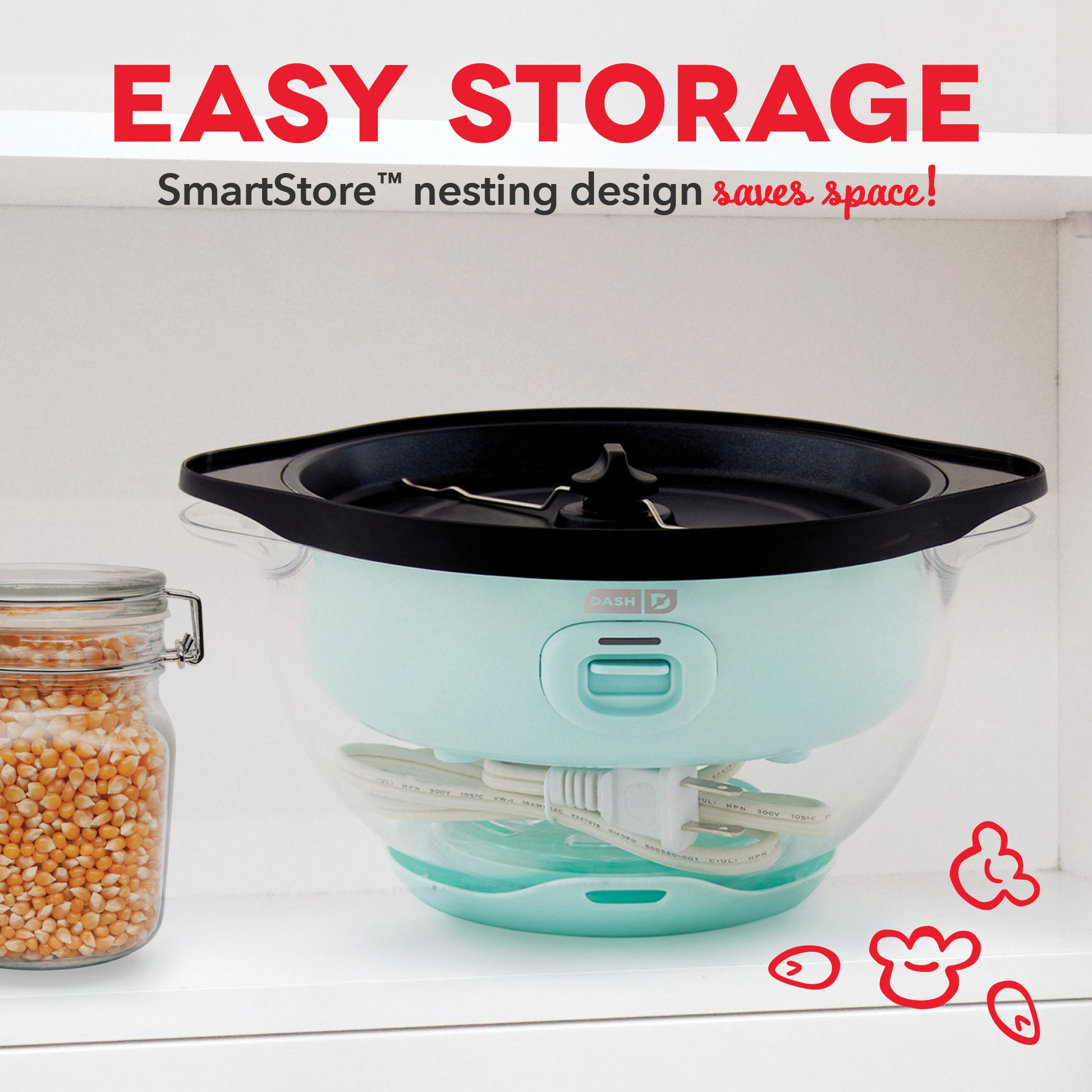  DASH SmartStore™ Deluxe Stirring Popcorn Maker, Hot