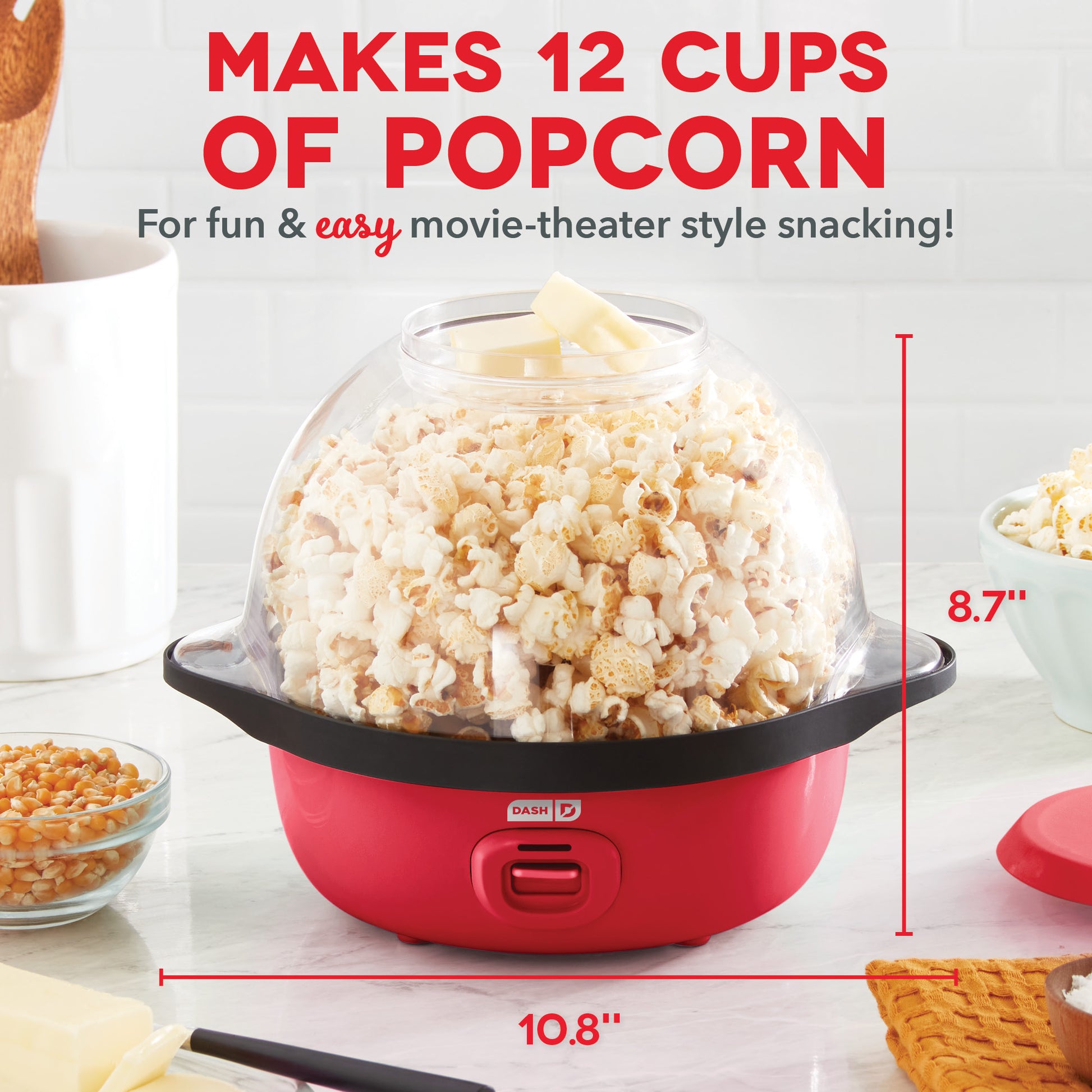 Dash SmartStore Stirring Popcorn Maker 3qt Hot Oil Electric Popcorn Machine with Clear Bowl 12 Cups - Aqua