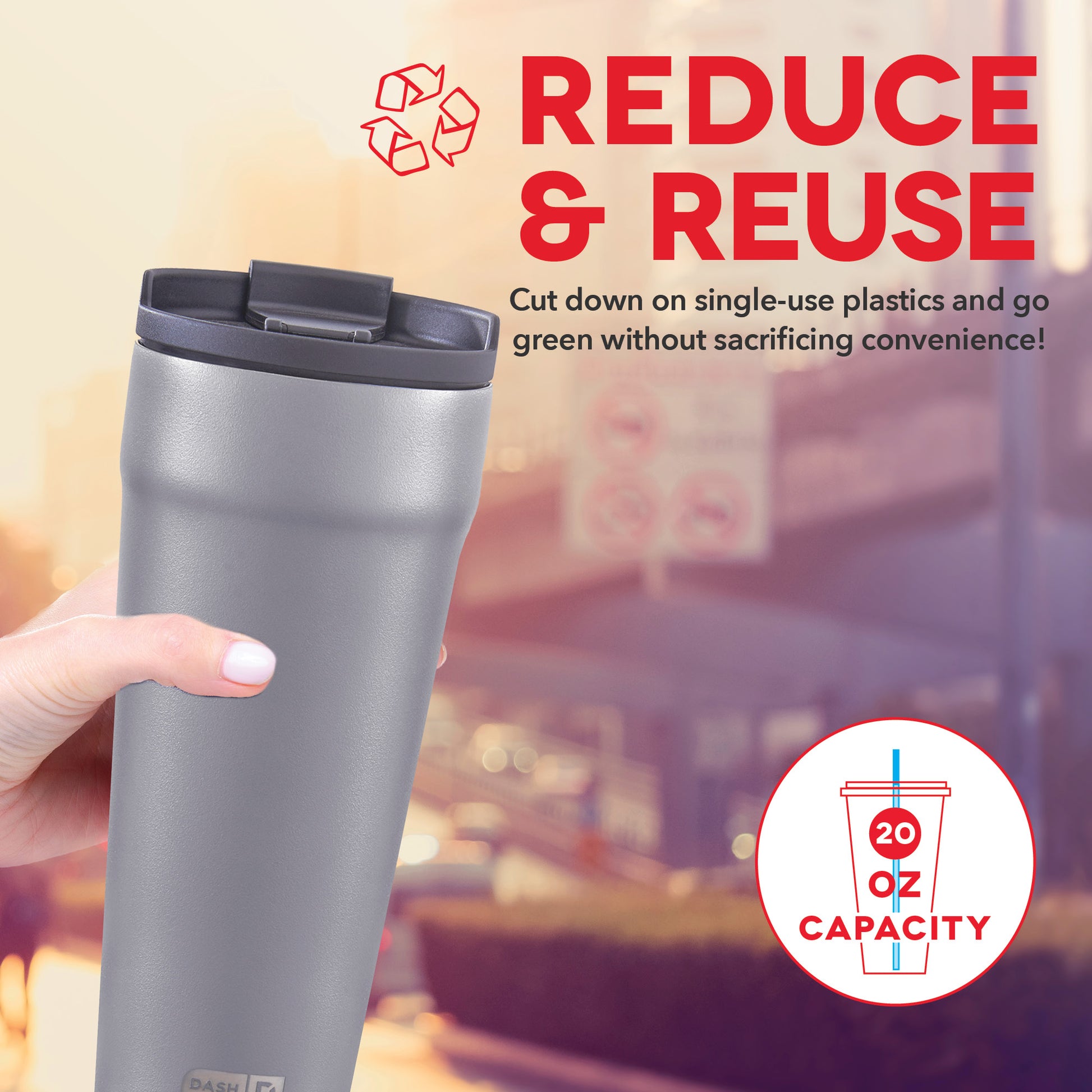 Insulated Double Wall Vacuum Spill-Proof Hot & Cold Travel Tumbler