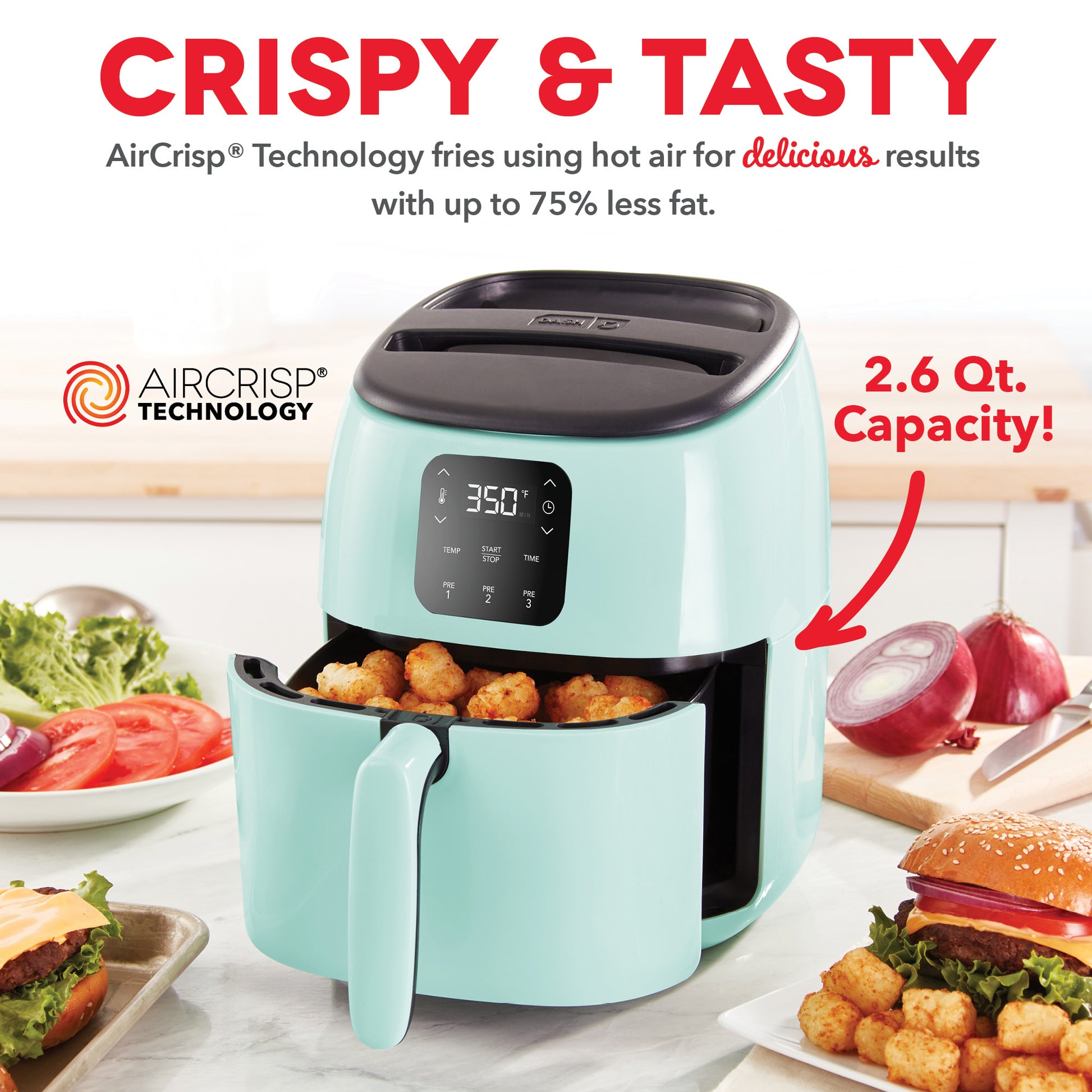 DASH Tasti-Crisp™ Family Size Electric Air Fryer Cooker with 6 Qt