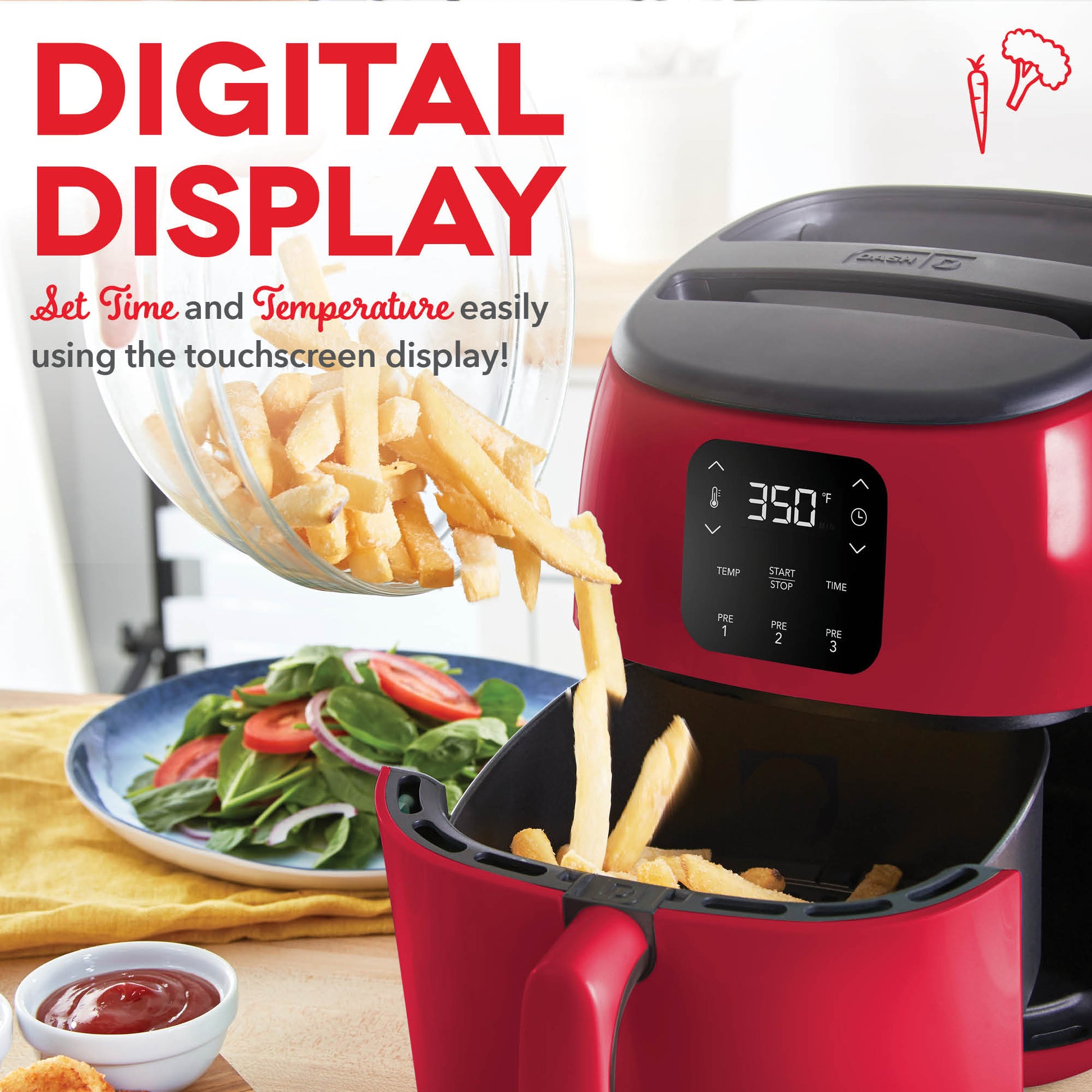 NEW! Dash Tasti-Crisp Digital Air Fryer, AirCrisp Technology, Custom  Presets, Temp Control - B616 - Appliances, Facebook Marketplace
