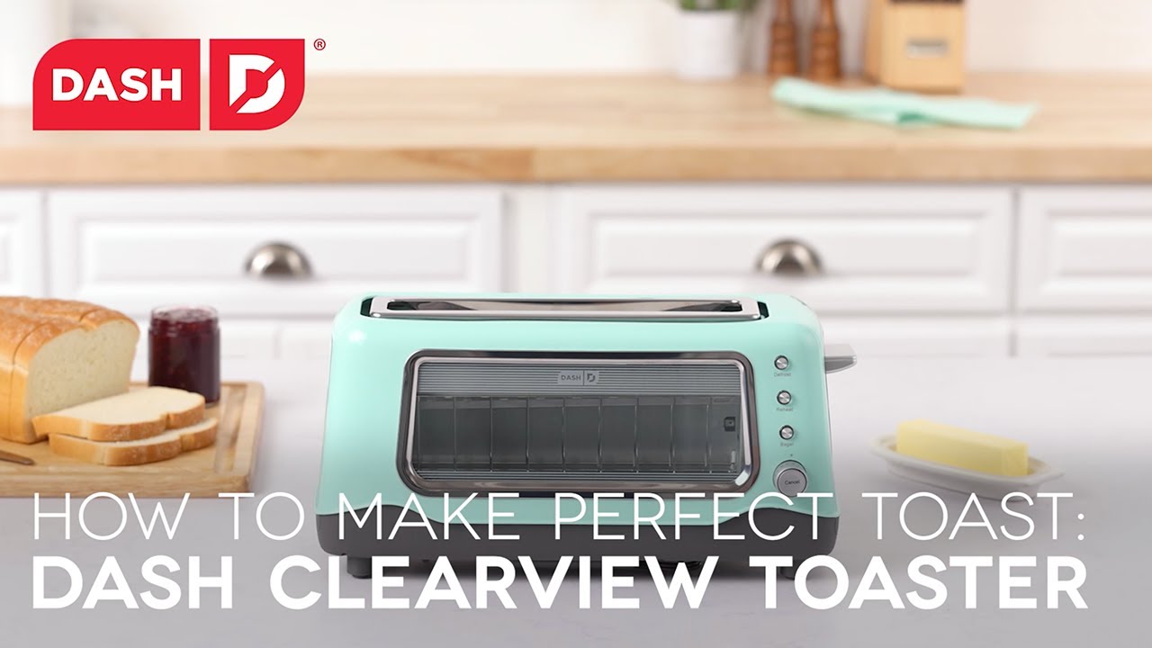 Bread slices are placed into the toaster and toasted. The crumb tray and glass front are removed and cleaned. 