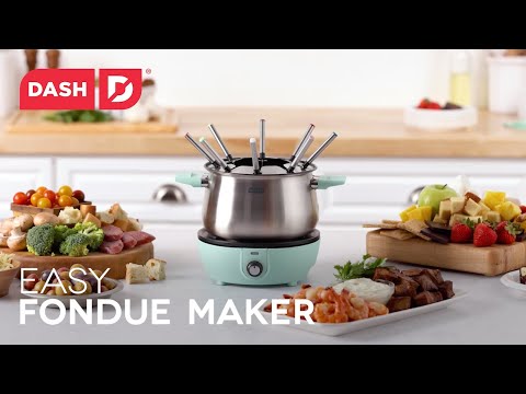Dash Deluxe Stainless Steel Fondue Maker with Temperature Control, Fondue  Forks, Cups, and Rack, with Recipe Guide Included, 3-Quart, Non-Stick – Grey